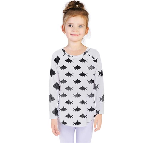 Cute Small Sharks   Kids  Long Sleeve Tee by ConteMonfrey