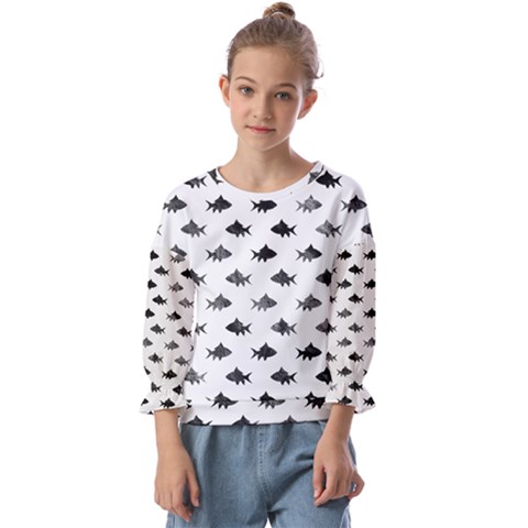 Cute Small Sharks   Kids  Cuff Sleeve Top by ConteMonfrey