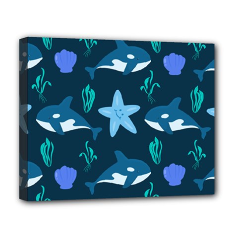 Whale And Starfish  Deluxe Canvas 20  X 16  (stretched) by ConteMonfrey