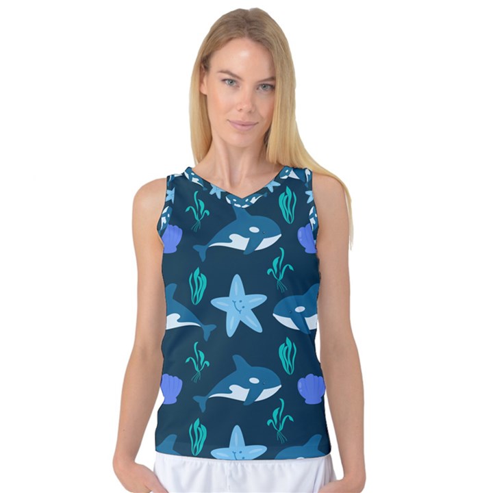 Whale and starfish  Women s Basketball Tank Top