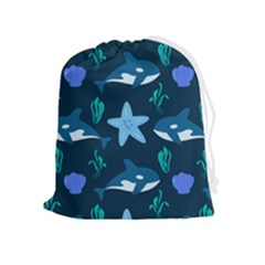 Whale And Starfish  Drawstring Pouch (xl) by ConteMonfrey