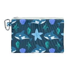 Whale and starfish  Canvas Cosmetic Bag (Large)