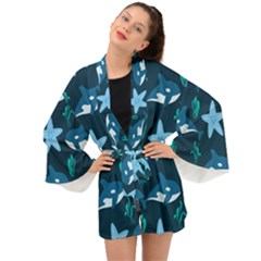 Whale and starfish  Long Sleeve Kimono