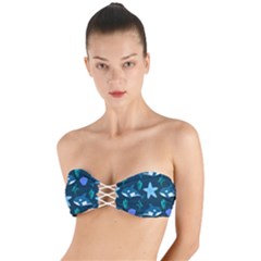 Whale And Starfish  Twist Bandeau Bikini Top by ConteMonfrey