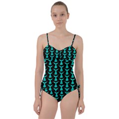 Blue Mermaid Tail Black Sweetheart Tankini Set by ConteMonfrey