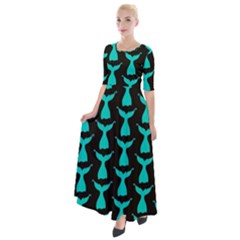 Blue Mermaid Tail Black Half Sleeves Maxi Dress by ConteMonfrey