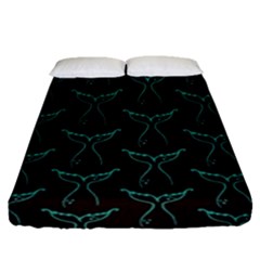 Blue Mermaid Tail Black Neon Fitted Sheet (Queen Size)