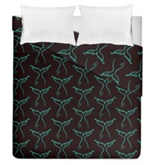 Blue Mermaid Tail Black Neon Duvet Cover Double Side (Queen Size)