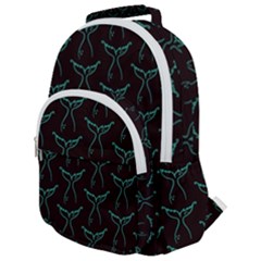 Blue Mermaid Tail Black Neon Rounded Multi Pocket Backpack