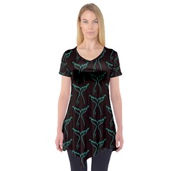 Blue Mermaid Tail Black Neon Short Sleeve Tunic 