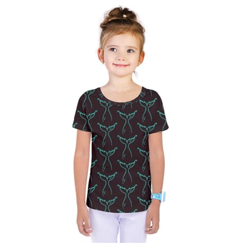 Blue Mermaid Tail Black Neon Kids  One Piece Tee by ConteMonfrey