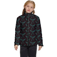 Blue Mermaid Tail Black Neon Kids  Puffer Bubble Jacket Coat