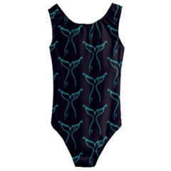 Blue Mermaid Tail Black Neon Kids  Cut-Out Back One Piece Swimsuit