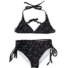 Blue Mermaid Tail Black Neon Kids  Classic Bikini Set