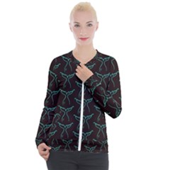 Blue Mermaid Tail Black Neon Casual Zip Up Jacket