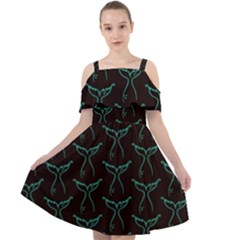 Blue Mermaid Tail Black Neon Cut Out Shoulders Chiffon Dress