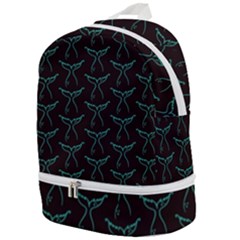 Blue Mermaid Tail Black Neon Zip Bottom Backpack by ConteMonfrey