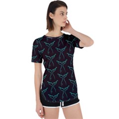 Blue Mermaid Tail Black Neon Perpetual Short Sleeve T-Shirt