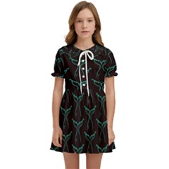 Blue Mermaid Tail Black Neon Kids  Sweet Collar Dress