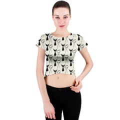 Black And White Mermaid Tail Crew Neck Crop Top by ConteMonfrey