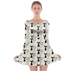 Black And White Mermaid Tail Long Sleeve Skater Dress by ConteMonfrey