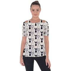 Black And White Mermaid Tail Shoulder Cut Out Short Sleeve Top by ConteMonfrey