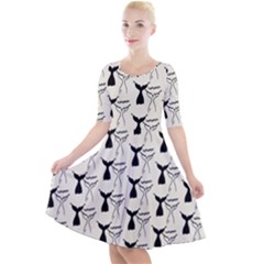 Black And White Mermaid Tail Quarter Sleeve A-line Dress by ConteMonfrey