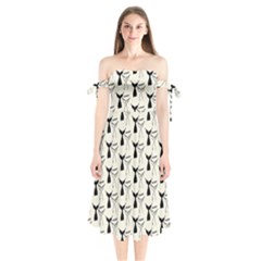 Black And White Mermaid Tail Shoulder Tie Bardot Midi Dress by ConteMonfrey