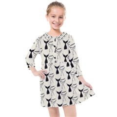 Black And White Mermaid Tail Kids  Quarter Sleeve Shirt Dress by ConteMonfrey