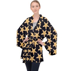 Starfish Minimalist  Long Sleeve Velvet Kimono 