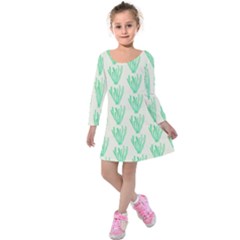 Watercolor Seaweed Kids  Long Sleeve Velvet Dress by ConteMonfrey