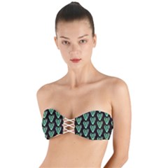 Watercolor Seaweed Black Twist Bandeau Bikini Top by ConteMonfrey