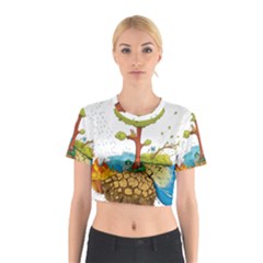 Natural Disaster Flood Earthquake Cotton Crop Top by Jancukart