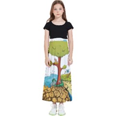 Natural Disaster Flood Earthquake Kids  Flared Maxi Skirt by Jancukart