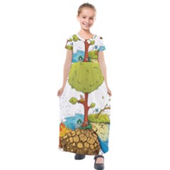 Natural Disaster Flood Earthquake Kids  Short Sleeve Maxi Dress by Jancukart