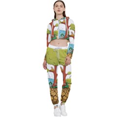 Natural Disaster Flood Earthquake Cropped Zip Up Lounge Set by Jancukart