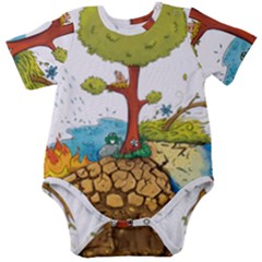 Natural Disaster Flood Earthquake Baby Short Sleeve Onesie Bodysuit by Jancukart