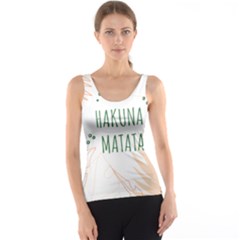 Hakuna Matata Tropical Leaves With Inspirational Quote Tank Top by Jancukart