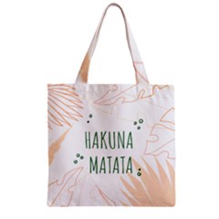 Hakuna Matata Tropical Leaves With Inspirational Quote Zipper Grocery Tote Bag by Jancukart