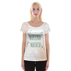 Hakuna Matata Tropical Leaves With Inspirational Quote Cap Sleeve Top by Jancukart