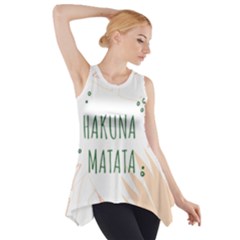 Hakuna Matata Tropical Leaves With Inspirational Quote Side Drop Tank Tunic by Jancukart