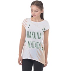 Hakuna Matata Tropical Leaves With Inspirational Quote Cap Sleeve High Low Top by Jancukart