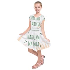 Hakuna Matata Tropical Leaves With Inspirational Quote Kids  Short Sleeve Dress