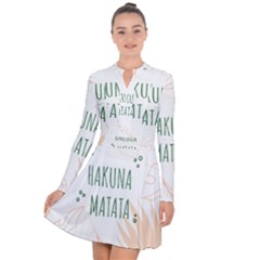 Hakuna Matata Tropical Leaves With Inspirational Quote Long Sleeve Panel Dress