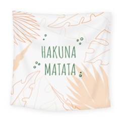 Hakuna Matata Tropical Leaves With Inspirational Quote Square Tapestry (large) by Jancukart