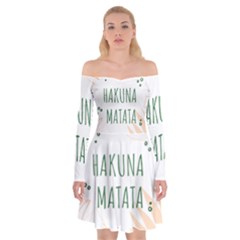 Hakuna Matata Tropical Leaves With Inspirational Quote Off Shoulder Skater Dress by Jancukart