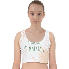 Hakuna Matata Tropical Leaves With Inspirational Quote Velvet Racer Back Crop Top by Jancukart