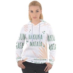 Hakuna Matata Tropical Leaves With Inspirational Quote Women s Overhead Hoodie by Jancukart