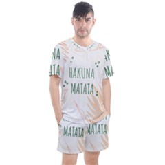 Hakuna Matata Tropical Leaves With Inspirational Quote Men s Mesh Tee And Shorts Set