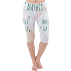 Hakuna Matata Tropical Leaves With Inspirational Quote Lightweight Velour Cropped Yoga Leggings